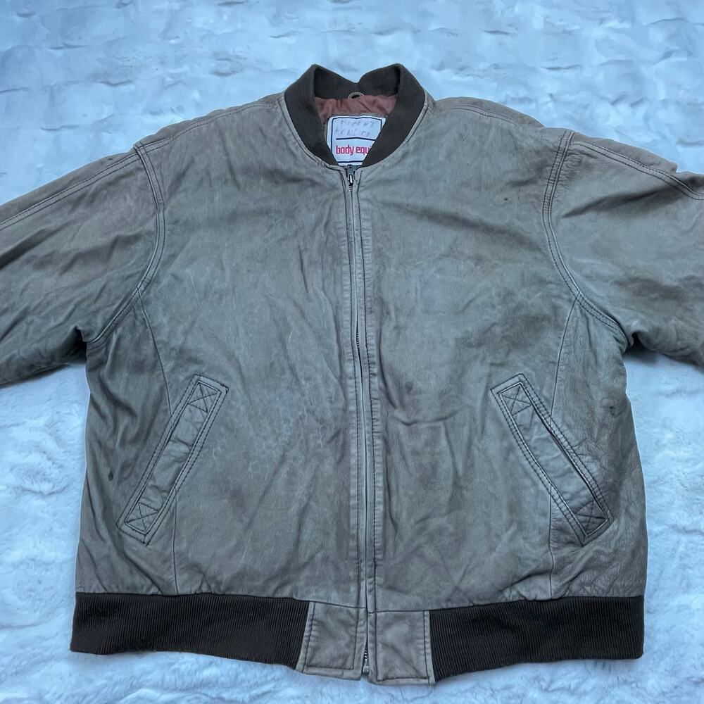 🔥VTG 90s Body Equip Suede Leather Distressed Rusty Bomber Jacket Men’s L- XL - Picture 7 of 16